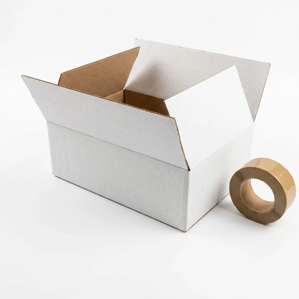 Caisse Carton Simple Cannelure 40x29x14 - Blanc